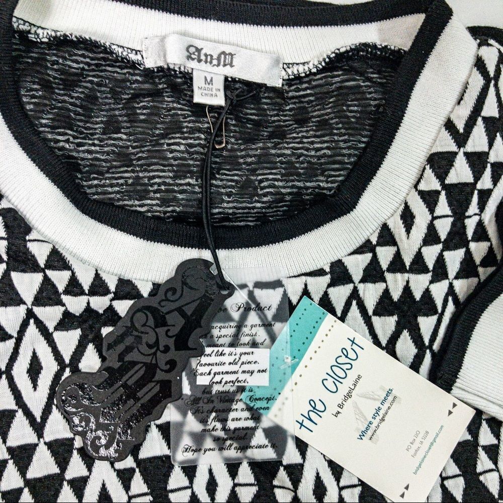 NWT AnM Geo Knit Cropped Top Sz M - Picture 7 of 12